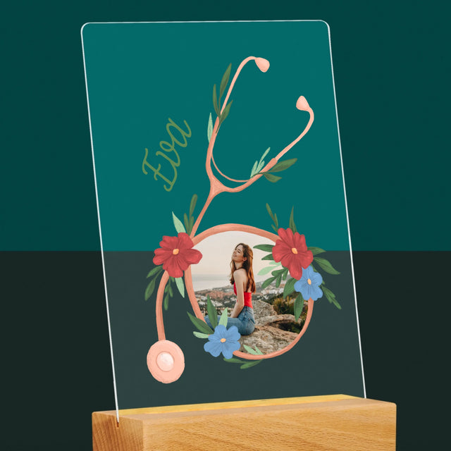 Fotografia A Podpis: Stetoskop Kvety - Tlač Na Akrylové Sklo (Vertikálne)