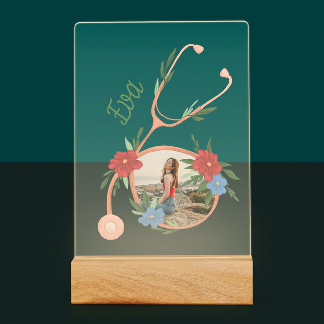 Fotografia A Podpis: Stetoskop Kvety - Tlač Na Akrylové Sklo (Vertikálne)