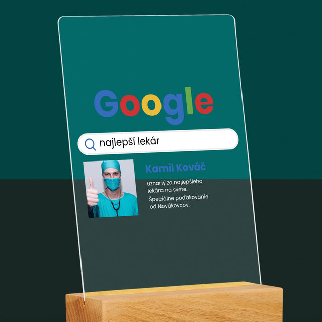Fotografia A Podpis: Najlepší Lekár Výsledok Google - Tlač Na Akrylové Sklo (Vertikálne)