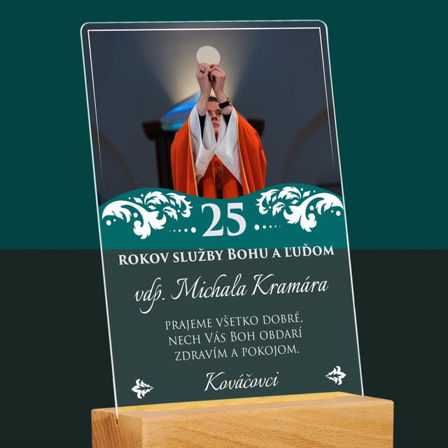 Fotografia A Podpis: Jubileum Služby Bohu A Ľuďom - Tlač Na Akrylové Sklo (Vertikálne)