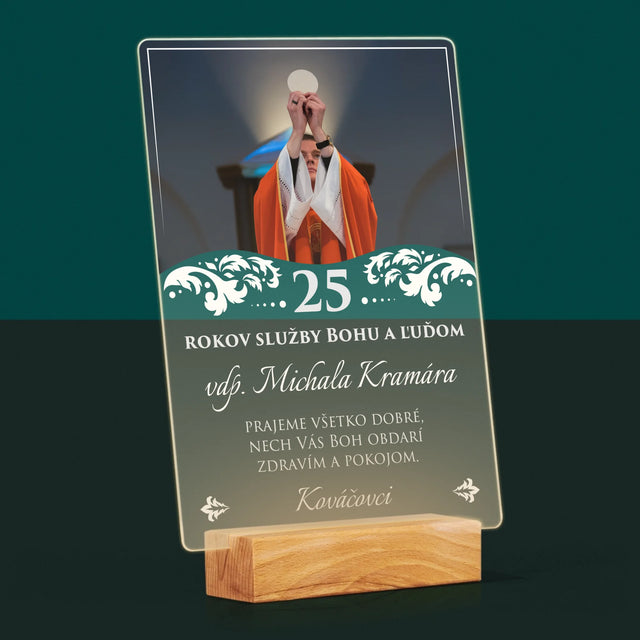 Fotografia A Podpis: Jubileum Služby Bohu A Ľuďom - Tlač Na Akrylové Sklo (Vertikálne)