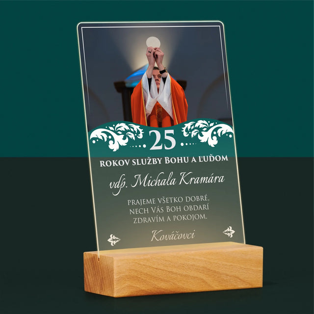 Fotografia A Podpis: Jubileum Služby Bohu A Ľuďom - Tlač Na Akrylové Sklo (Vertikálne)