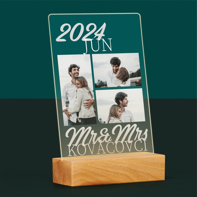 Fotokoláž: Mr&Mrs Dátum - Tlač Na Akrylové Sklo (Vertikálne)