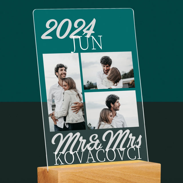 Fotokoláž: Mr&Mrs Dátum - Tlač Na Akrylové Sklo (Vertikálne)