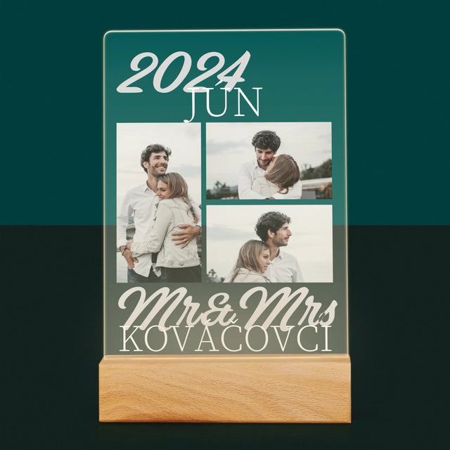 Fotokoláž: Mr&Mrs Dátum - Tlač Na Akrylové Sklo (Vertikálne)
