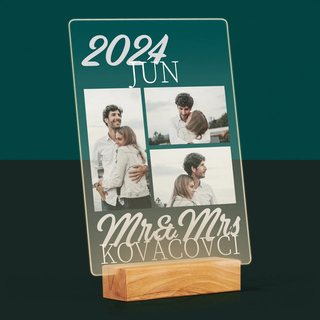 Fotokoláž: Mr&Mrs Dátum - Tlač Na Akrylové Sklo (Vertikálne)
