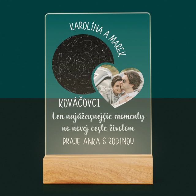 Mapa Hviezd: Nová Cesta Životom Svadba - Tlač Na Akrylové Sklo (Vertikálne)