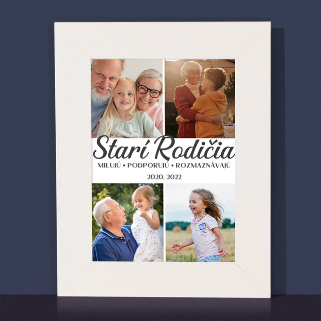 Fotokoláž: Milovaní Starí Rodičia - Rámček Na Fotografiu (Vertikálne)