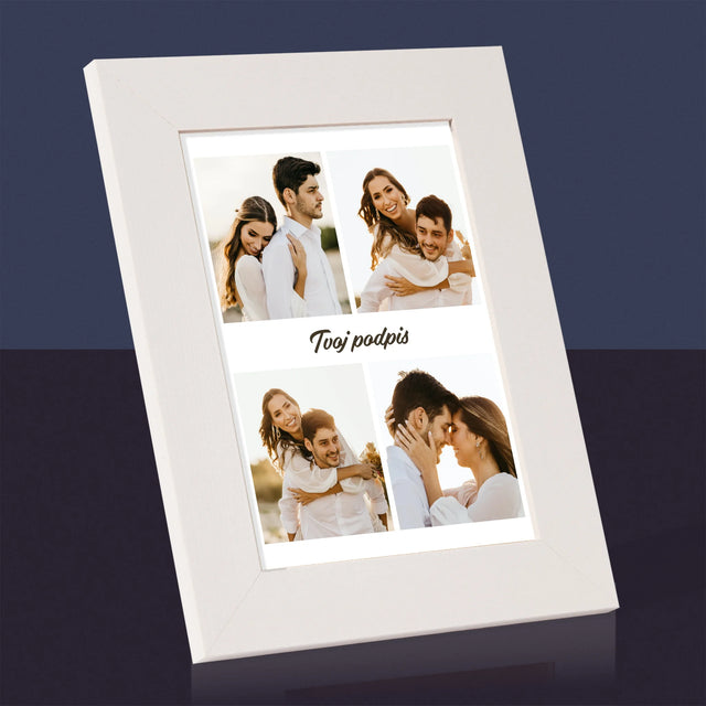 Fotokoláž: 4 Fotografie A Podpis - Rámček Na Fotografiu (Vertikálne)