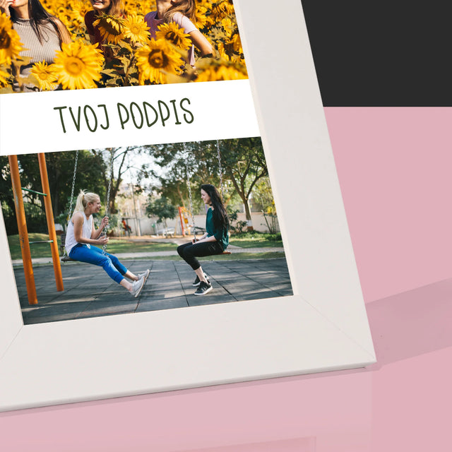 Fotokoláž: 2 Fotografie A Podpis - Rámček Na Fotografiu (Vertikálne)