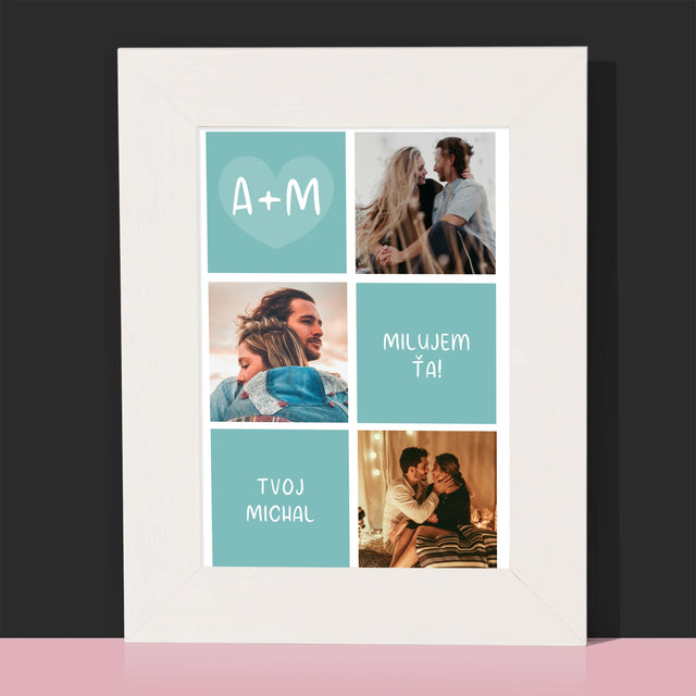 Fotokoláž: Milujem Ťa Iniciály - Rámček Na Fotografiu (Vertikálne)