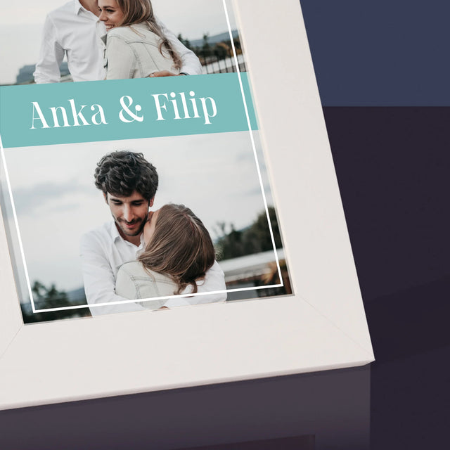 Fotokoláž: Pár Mená - Rámček Na Fotografiu (Vertikálne)