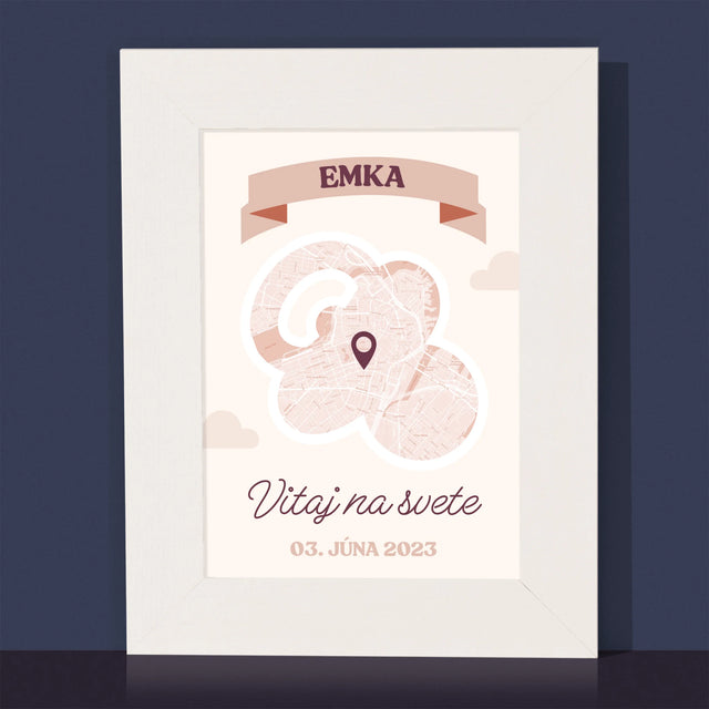 Mapa Mesta: Mapa Mesta: Vitaj Na Svete - Rámček Na Fotografiu (Vertikálne)