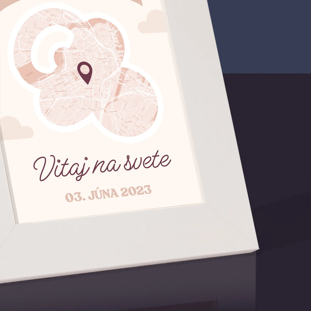 Mapa Mesta: Mapa Mesta: Vitaj Na Svete - Rámček Na Fotografiu (Vertikálne)