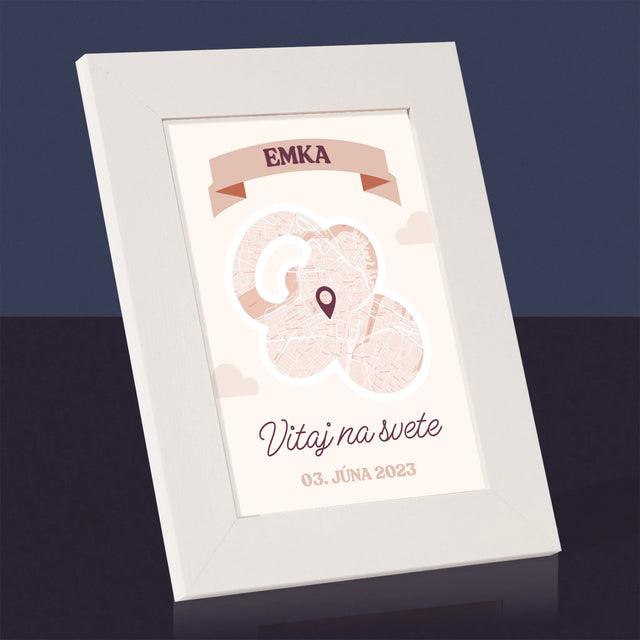 Mapa Mesta: Mapa Mesta: Vitaj Na Svete - Rámček Na Fotografiu (Vertikálne)