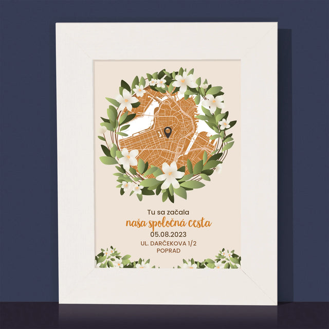 Mapa Mesta: Mapa Mesta: Začiatok Spoločnej Cesty - Rámček Na Fotografiu (Vertikálne)