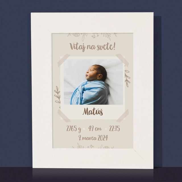 Údaje Narodenia Dieťaťa: Narodenie Dieťaťa Vetvičky - Rámček Na Fotografiu (Vertikálne)