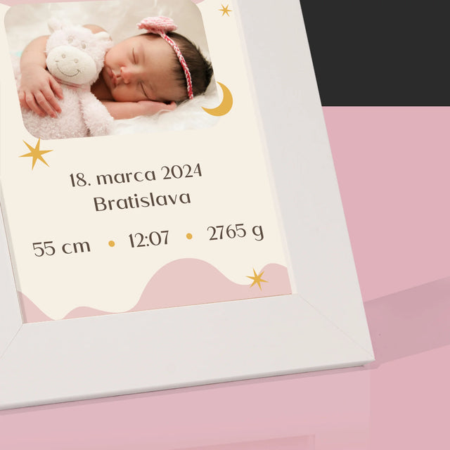 Údaje Narodenia Dieťaťa: Narodenie Dieťaťa Mesiac - Rámček Na Fotografiu (Vertikálne)