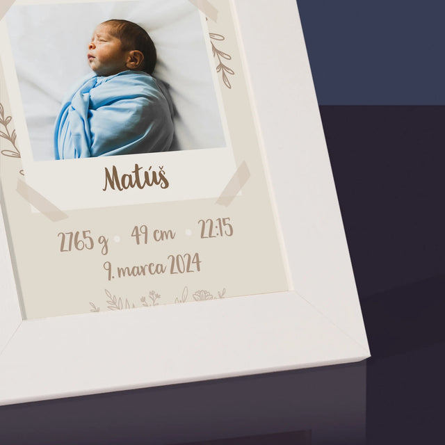 Údaje Narodenia Dieťaťa: Narodenie Dieťaťa Vetvičky - Rámček Na Fotografiu (Vertikálne)