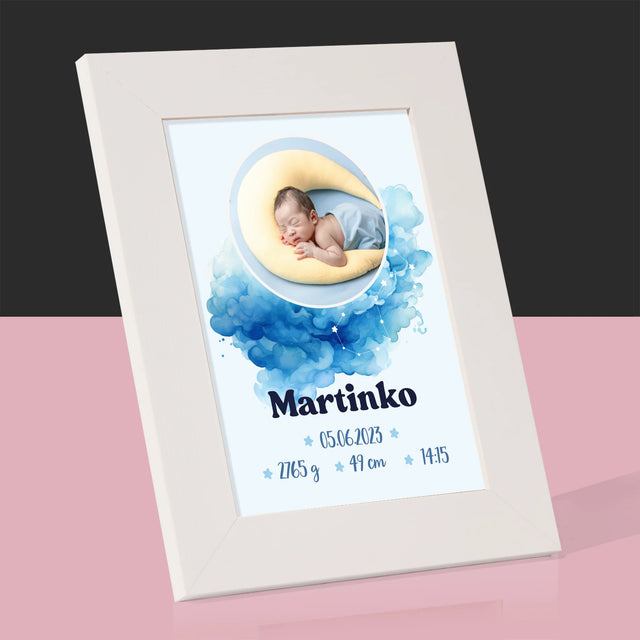 Údaje Narodenia Dieťaťa: Znamenie Chlapec - Rámček Na Fotografiu (Vertikálne)