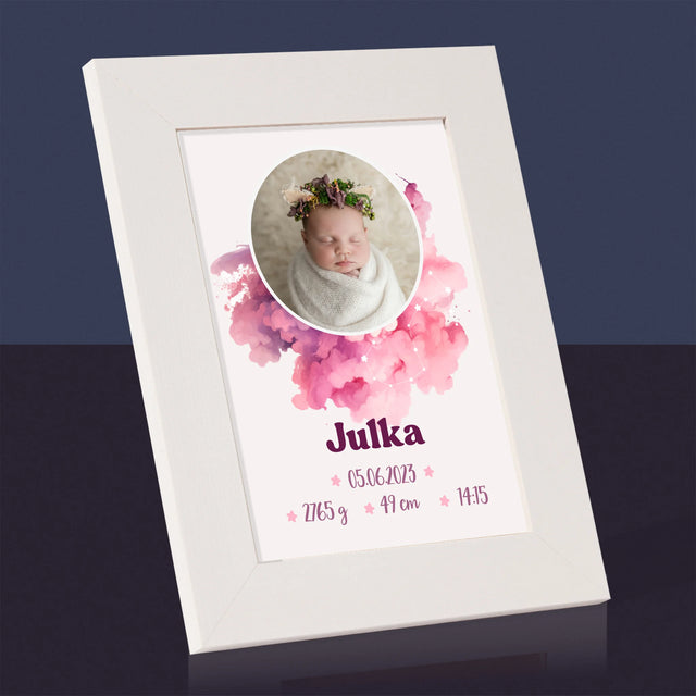 Údaje Narodenia Dieťaťa: Znamenie Dievča - Rámček Na Fotografiu (Vertikálne)