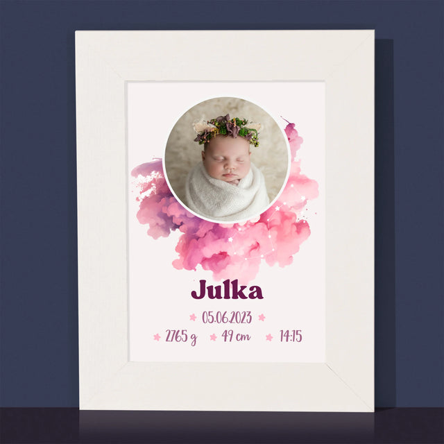 Údaje Narodenia Dieťaťa: Znamenie Dievča - Rámček Na Fotografiu (Vertikálne)