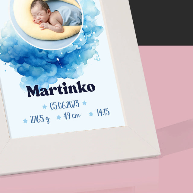 Údaje Narodenia Dieťaťa: Znamenie Chlapec - Rámček Na Fotografiu (Vertikálne)
