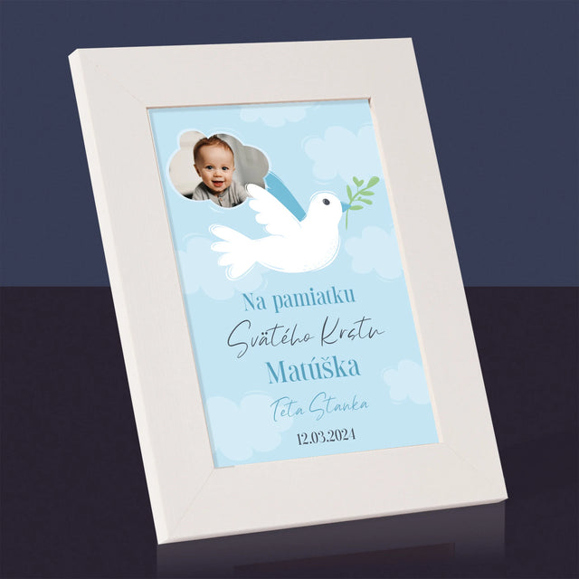 Fotografia A Podpis: Pamiatka Krstu Holubica - Rámček Na Fotografiu (Vertikálne)