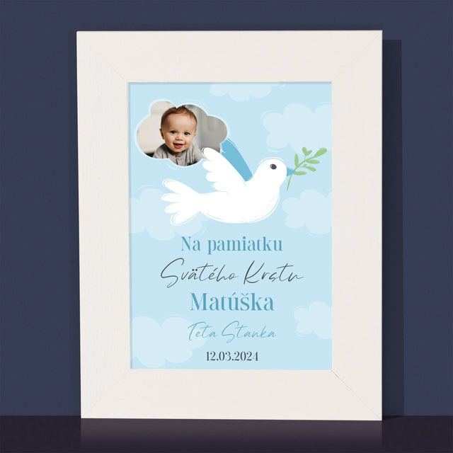 Fotografia A Podpis: Pamiatka Krstu Holubica - Rámček Na Fotografiu (Vertikálne)