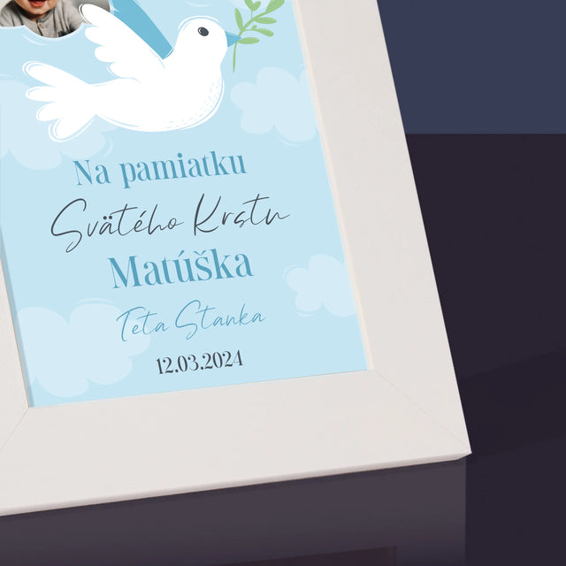 Fotografia A Podpis: Pamiatka Krstu Holubica - Rámček Na Fotografiu (Vertikálne)