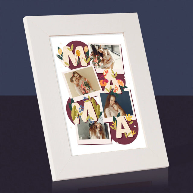 Fotokoláž: Písmená Mama - Rámček Na Fotografiu (Vertikálne)