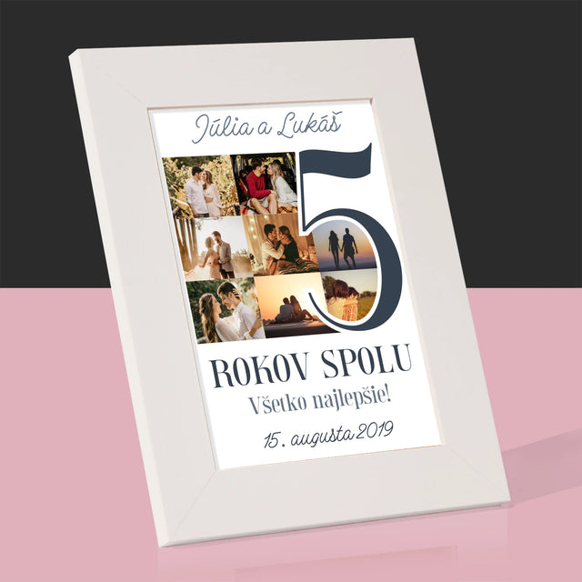 Fotokoláž: 5 Rokov Spolu - Rámček Na Fotografiu (Vertikálne)