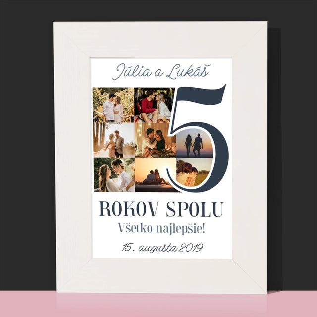 Fotokoláž: 5 Rokov Spolu - Rámček Na Fotografiu (Vertikálne)