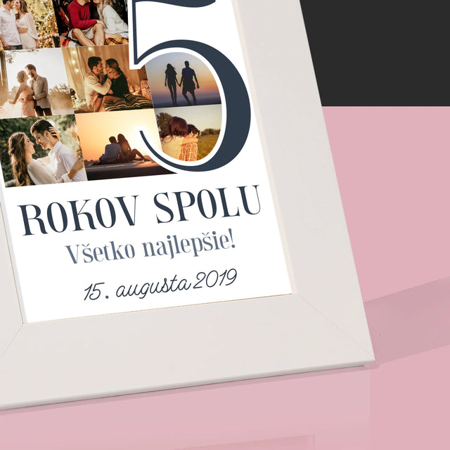 Fotokoláž: 5 Rokov Spolu - Rámček Na Fotografiu (Vertikálne)