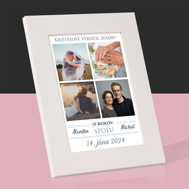Fotokoláž: Krištáľové Výročie Svadby - Rámček Na Fotografiu (Vertikálne)
