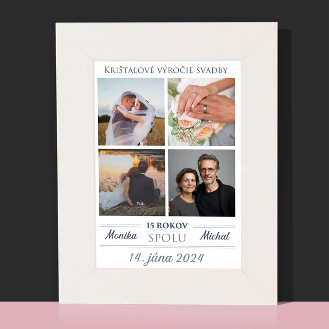 Fotokoláž: Krištáľové Výročie Svadby - Rámček Na Fotografiu (Vertikálne)