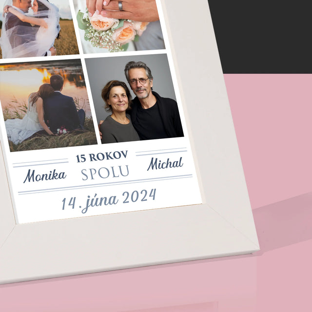 Fotokoláž: Krištáľové Výročie Svadby - Rámček Na Fotografiu (Vertikálne)