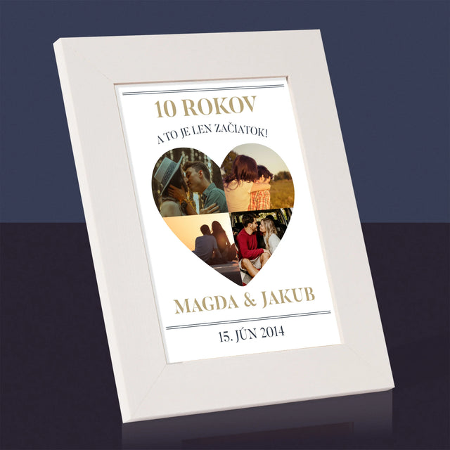 Tvar Z Fotografií: Výročie Srdce - Rámček Na Fotografiu (Vertikálne)