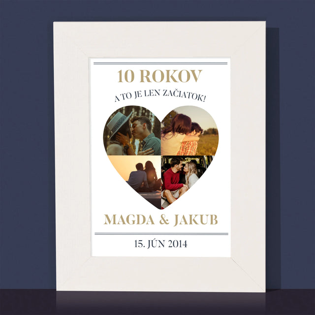 Tvar Z Fotografií: Výročie Srdce - Rámček Na Fotografiu (Vertikálne)