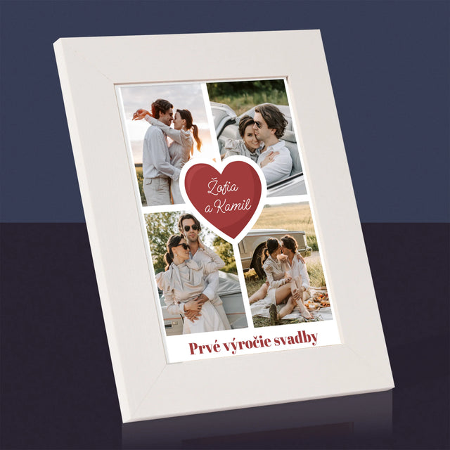 Fotokoláž: Prvé Výročie Srdce - Rámček Na Fotografiu (Vertikálne)
