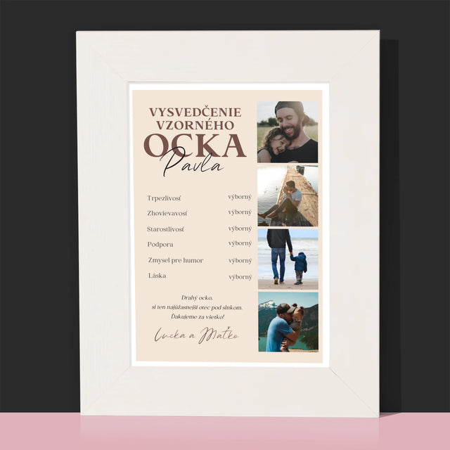 Fotokoláž: Vysvedčenie Vzorného Ocka - Rámček Na Fotografiu (Vertikálne)
