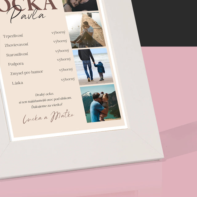 Fotokoláž: Vysvedčenie Vzorného Ocka - Rámček Na Fotografiu (Vertikálne)