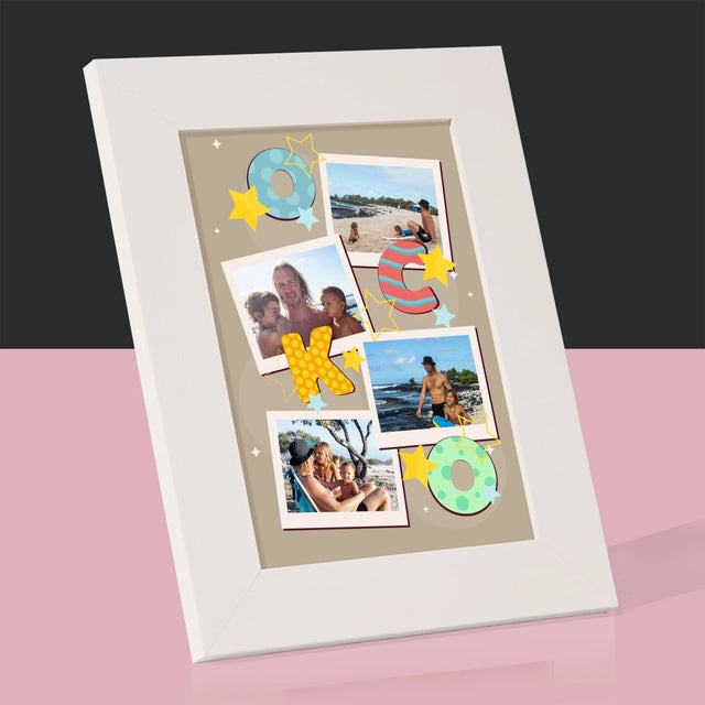 Fotokoláž: Písmená Ocko - Rámček Na Fotografiu (Vertikálne)