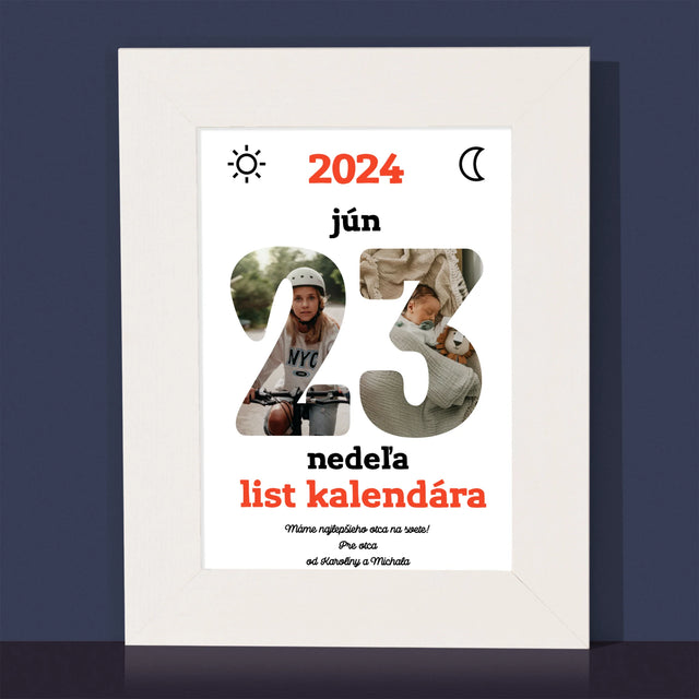 Slovo Z Fotografií: Deň Otcov List Kalendára - Rámček Na Fotografiu (Vertikálne)