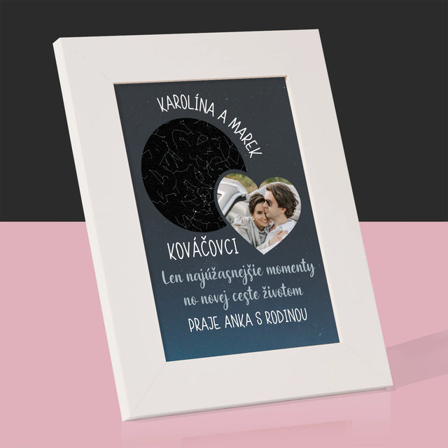 Mapa Hviezd: Nová Cesta Životom Svadba - Rámček Na Fotografiu (Vertikálne)