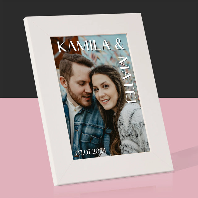 Fotografia A Podpis: Mená Svadba - Rámček Na Fotografiu (Vertikálne)
