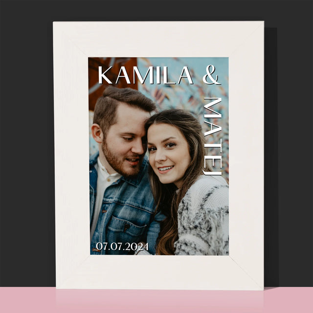 Fotografia A Podpis: Mená Svadba - Rámček Na Fotografiu (Vertikálne)
