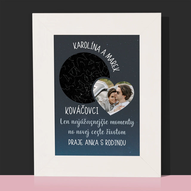 Mapa Hviezd: Nová Cesta Životom Svadba - Rámček Na Fotografiu (Vertikálne)