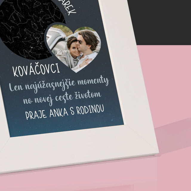 Mapa Hviezd: Nová Cesta Životom Svadba - Rámček Na Fotografiu (Vertikálne)