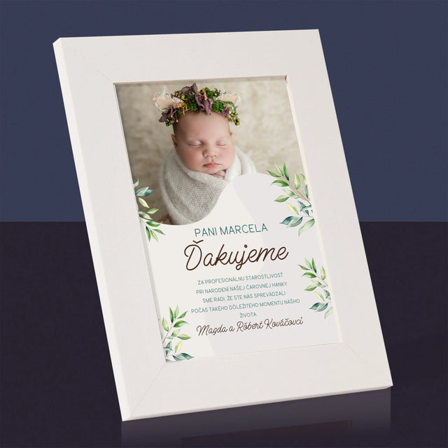 Fotografia A Podpis: Poďakovanie Pre Pôrodnú Asistentku - Rámček Na Fotografiu (Vertikálne)